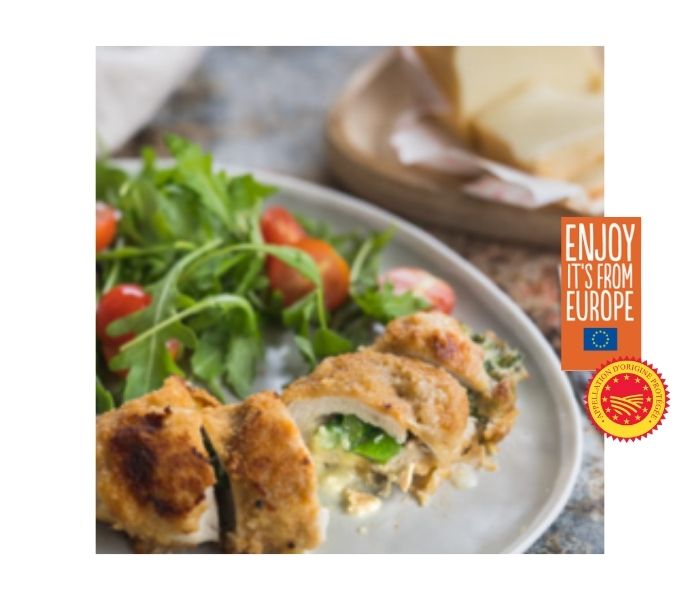 Plat_Blanc de poulet farci au fromage de Herve AOP et brocoli
