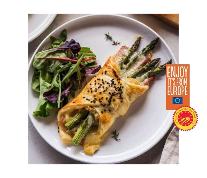 Fromage de Herve AOP asperges vertes et Jambon d'ArdenneIGP